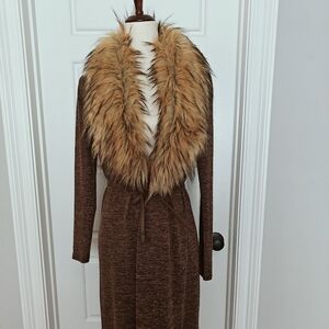 Venus cardigan with removable fur collar